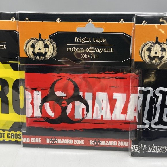 Lot of 4 Different Fright Tapes Halloween Decorations 30 Feet Each New - Picture 3 of 5